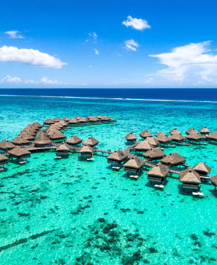 over water bungalows in Moorea