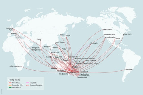 Qantas international route map