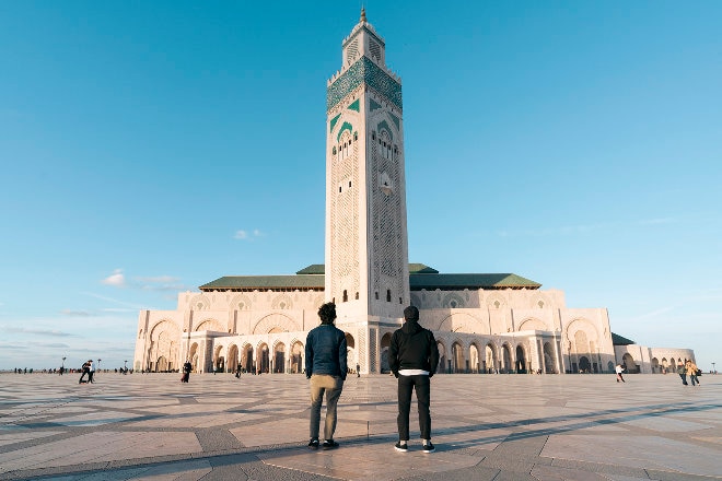 view of friends standing against Mosque