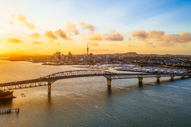 auckland bridge and river