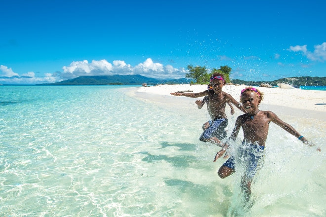 kids playing in the water