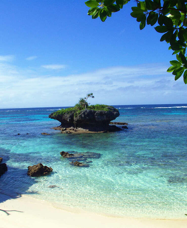 A small island in New Caledonia. Paradise beach, coral, lagoon, turquoise ocean.