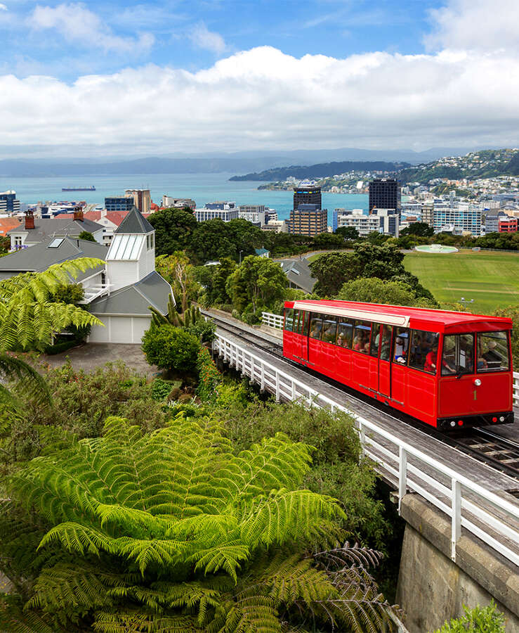 Wellington Cable Car and cityscape, North Island, New Zealand