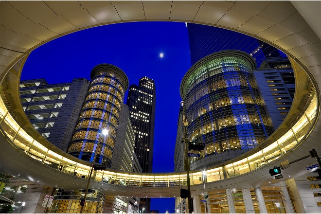 Houston buildings at night