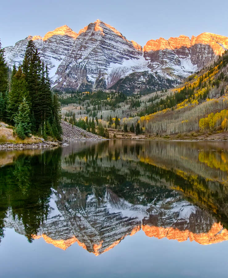 Aspen Mountains and Lake 