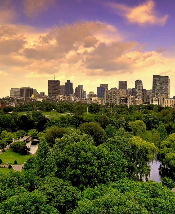 Boston skyline at sunrise