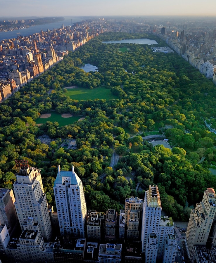 Aerial view over Central Park