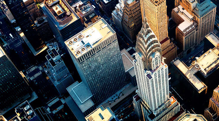 Aerial view of the Chrysler building, New York