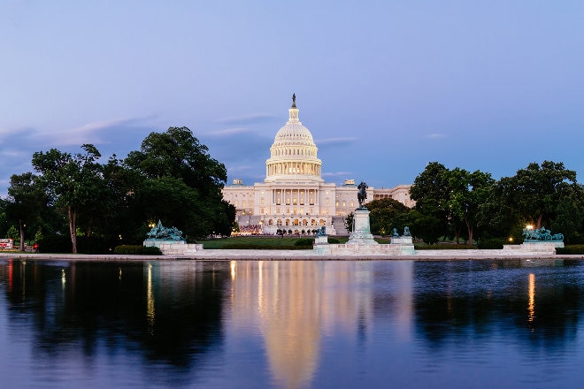 Washington congress at sunset