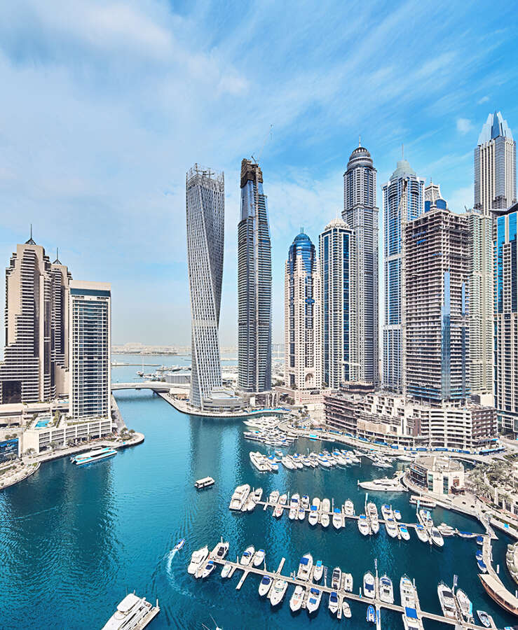 Dubai Marina City Skyline in the United Arab Emirates