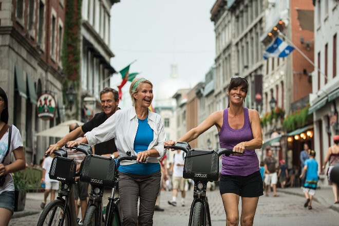 Ladies with bikes in Montreal