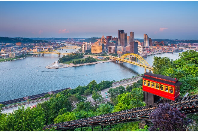 Pittsburgh view over city and bridge