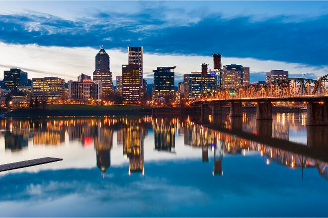 Willamette River Reflections, Portland, Oregon 