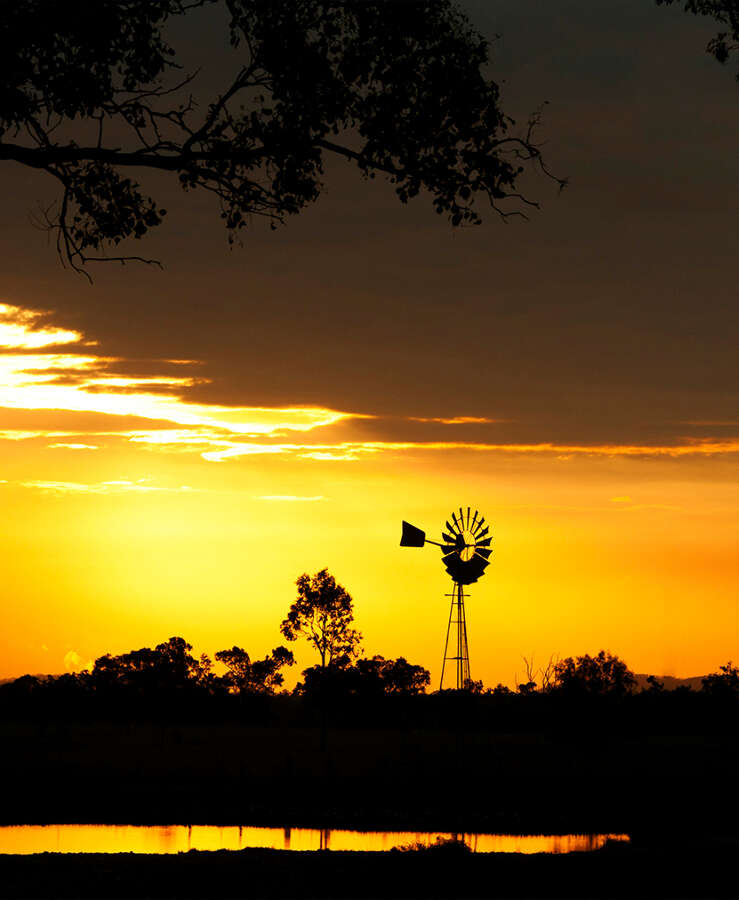 Windmill silhouette at sunset, Rockhampton, Queensland