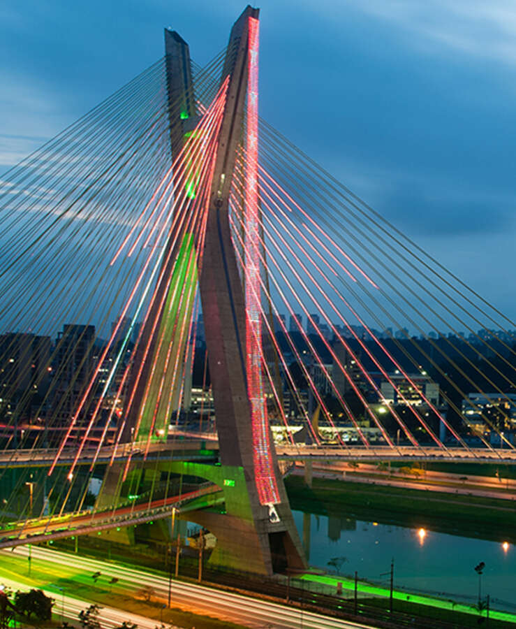 Sao Paulo city bridge at night