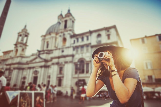 Women taking photo in Rome