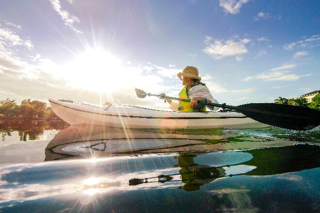 Lady kayaking, Gold Coast