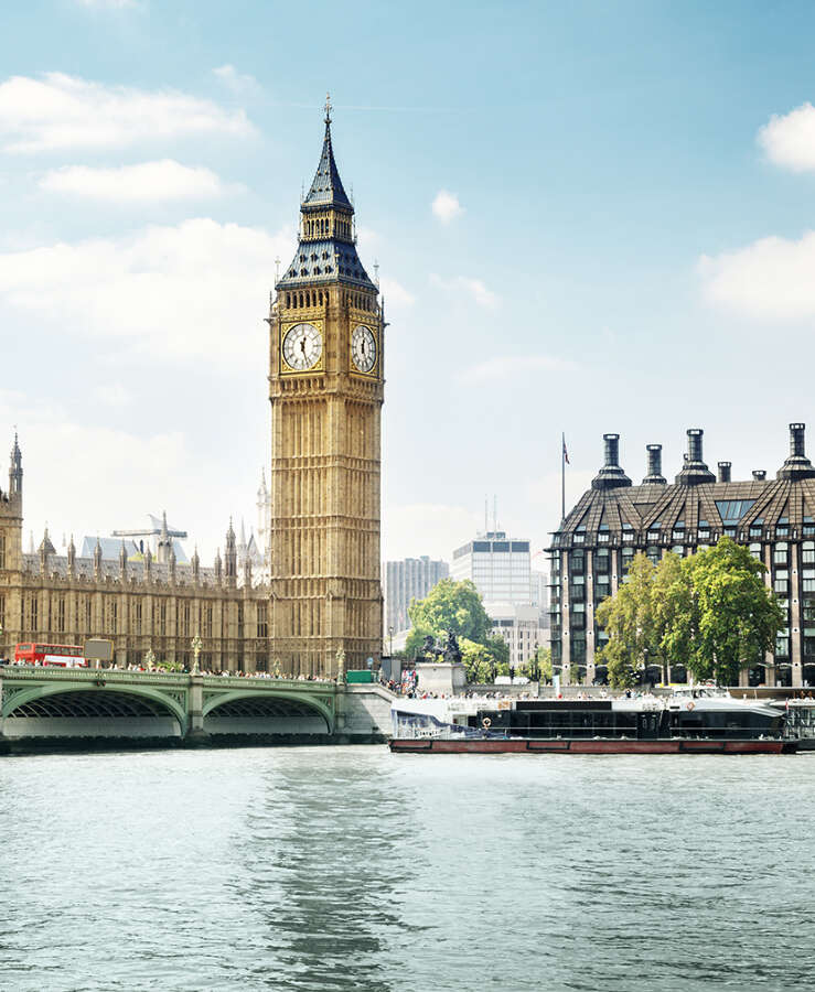 Big Ben and River Thames on a sunny day