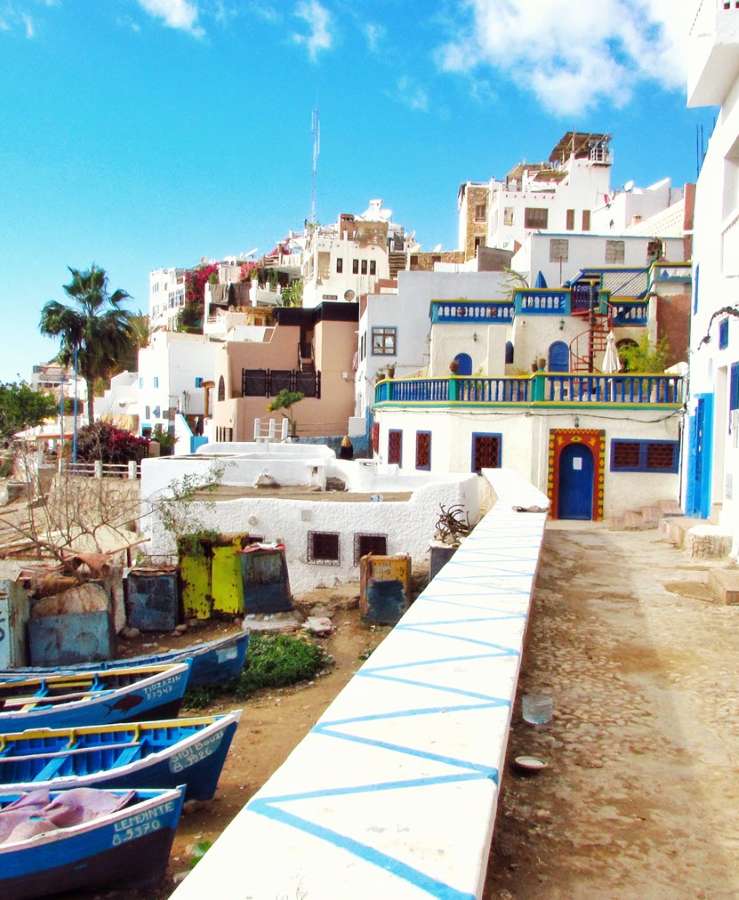 Boats and waterfront buildings of Morocco 