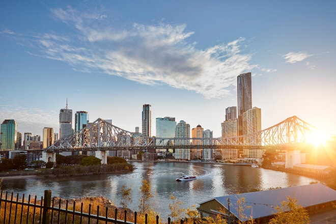 Brisbane city skyline and Story Bridge