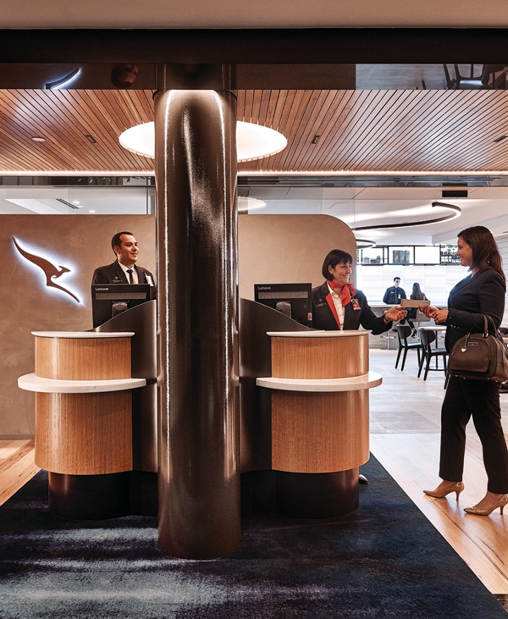 Customers entering Qantas Business lounge