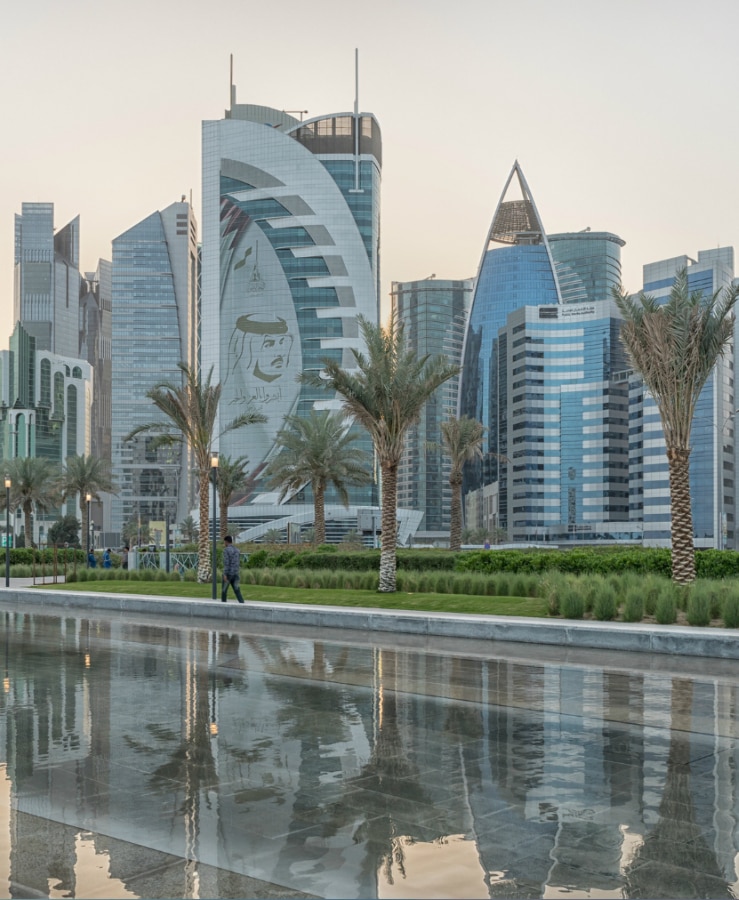 View of highrise buildings in Qatar City