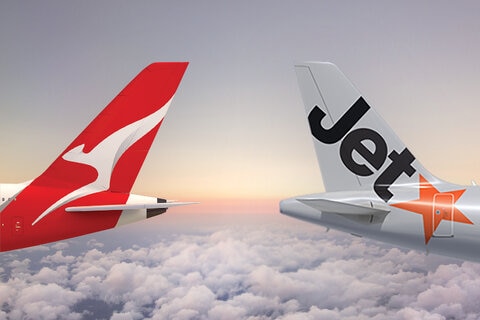 Qantas and Jetstar aircraft tails