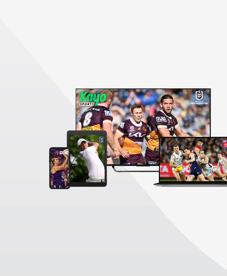 Kayo Sports shown on multiple streaming devices