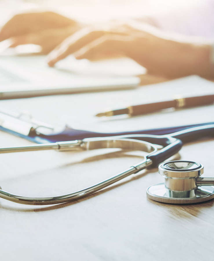 Doctor stethoscope on desk