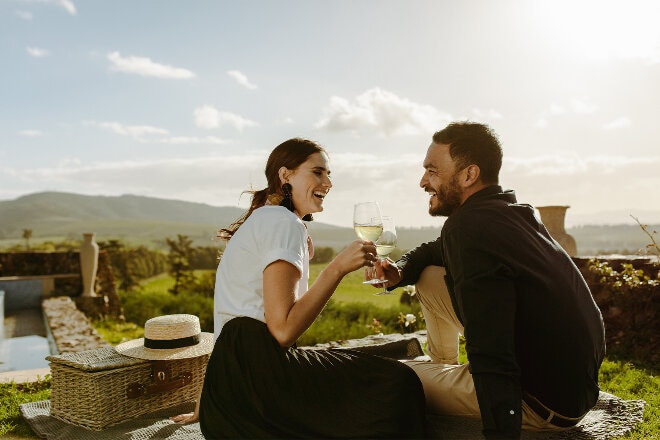 Couple enjoying a picnic