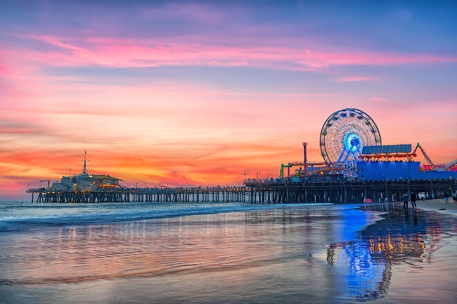 Sunset over Santa Monica Pier, Los Angeles