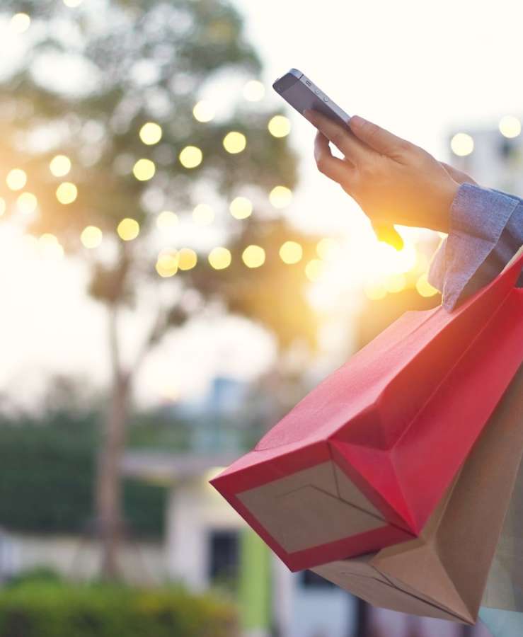 Woman shopping on mobile phone