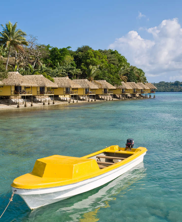 Yellow boat at Iririki, Vanuatu