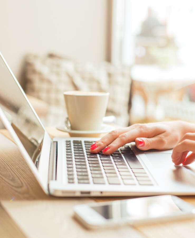 woman using a laptop