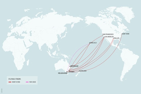 Qantas international route map