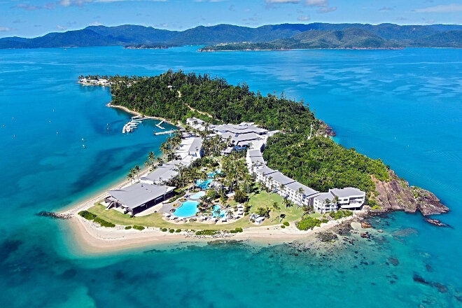 Aerial view of Daydream Island Resort and Living Reef