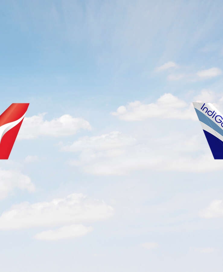 Qantas and IndiGo aircraft tails