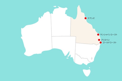 オーストラリア　クイーンズランド州の地図
