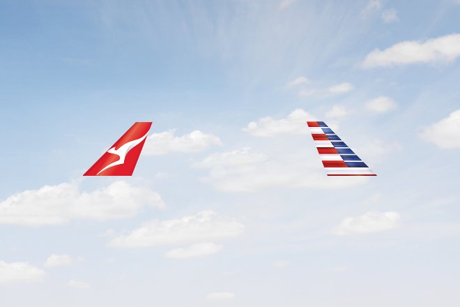 Qantas and American Airlines tails