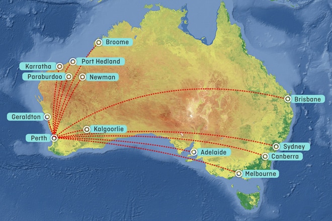 Routes from London Heathrow to Perth