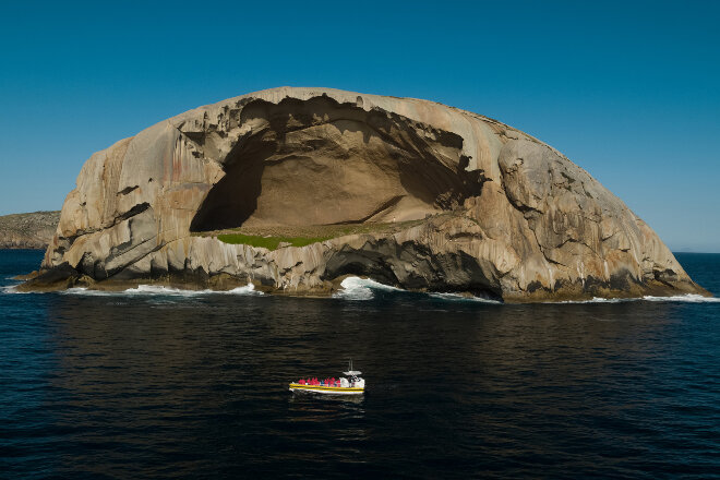 Exploring the Skull Rock on the Pennicott Wilderness Journeys