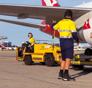 Loading cargo onto a Qantas aircraft