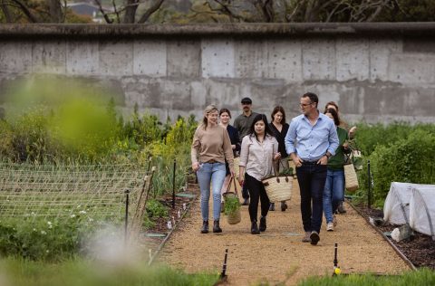 Rodney Dunn leads a garden tour at The Agrarian Kitchen, near Hobart