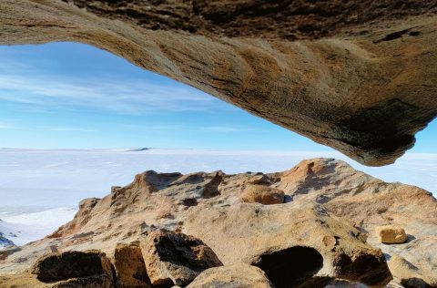 A cave near the summit of Shark Fin nunatak