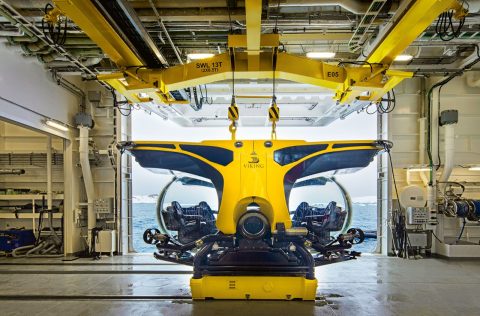 A submersible in the aft of the Viking Octantis