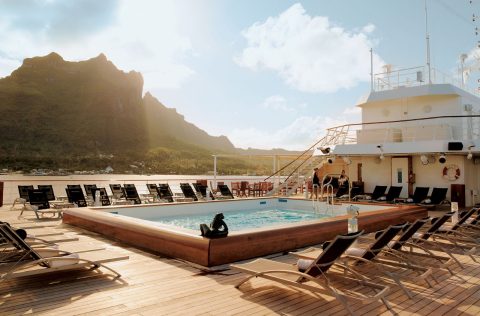 The pool deck on MS Paul Gauguin