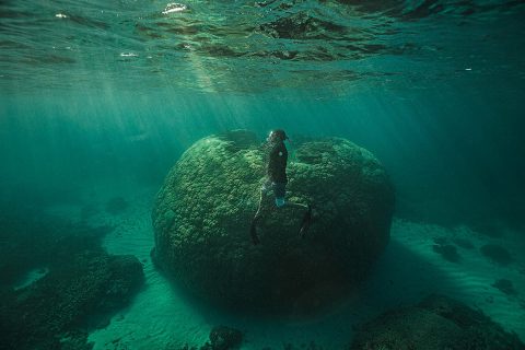 Snorkelling at the giant bommie.