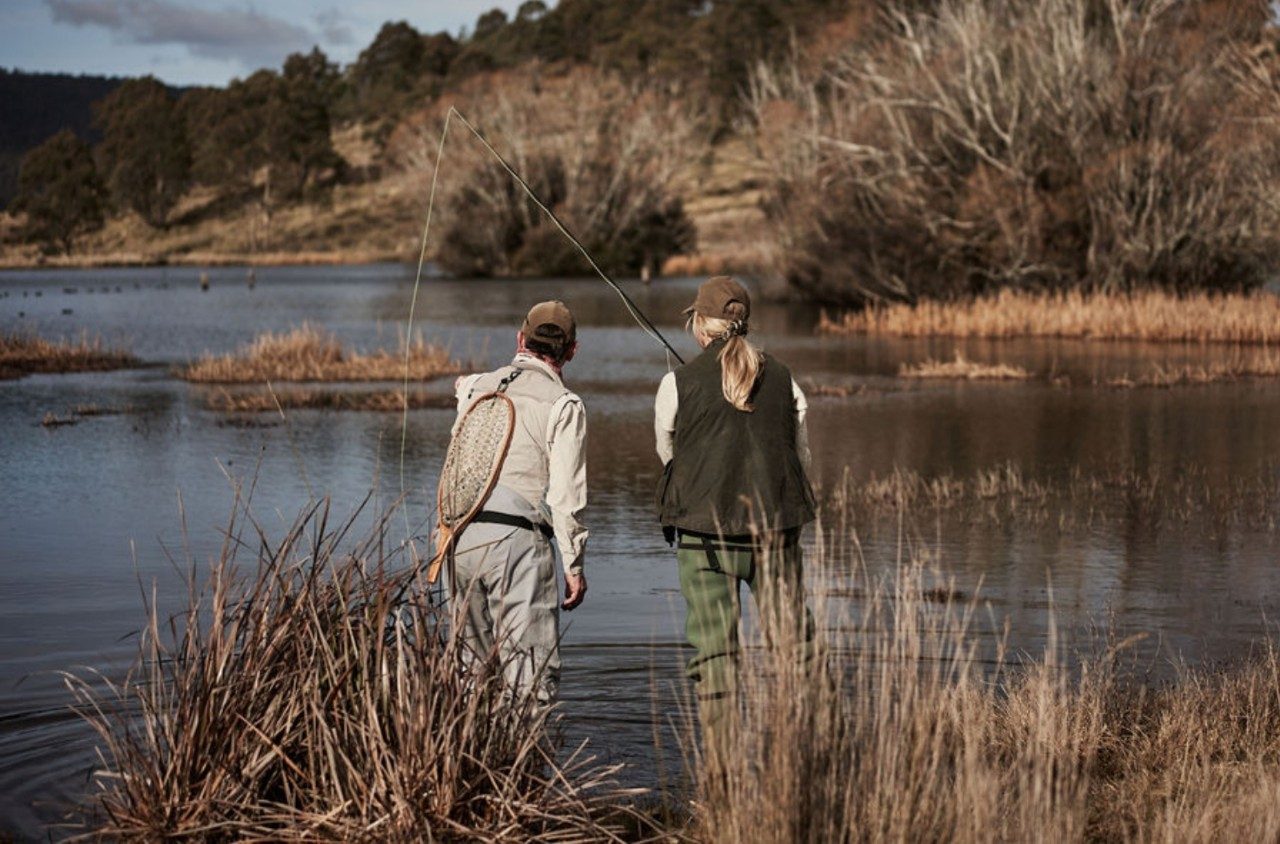 Fly fishing at Currawong Lakes, Tasmania