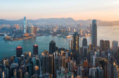 Hong kong city harbour skyline