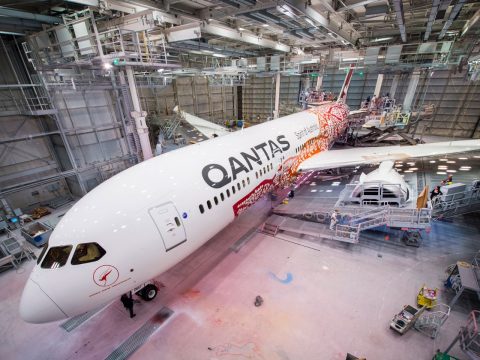 Qantas Dreamliner Unveiled With Livery by Indigenous Australian Artist